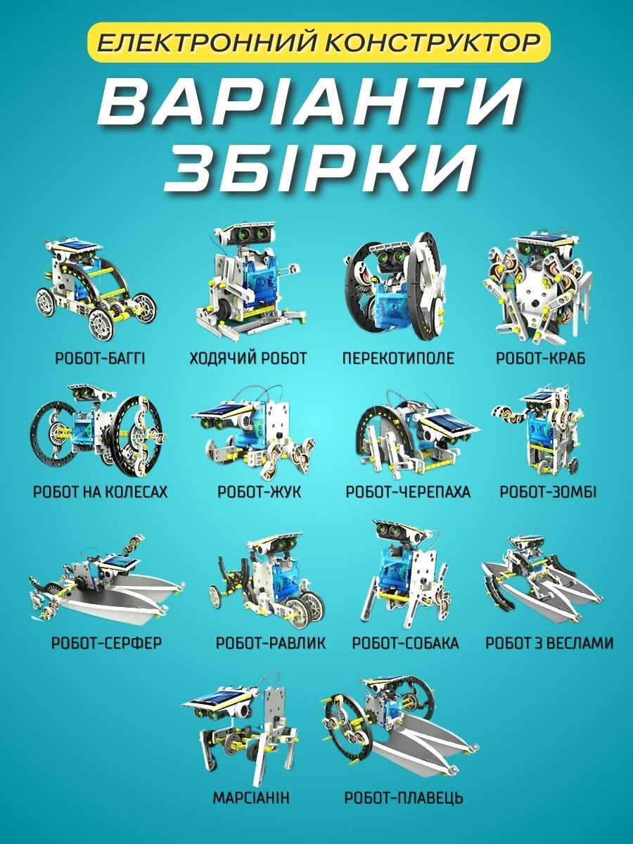 Конструктор «Робот 14 в 1» на сонячній батареї